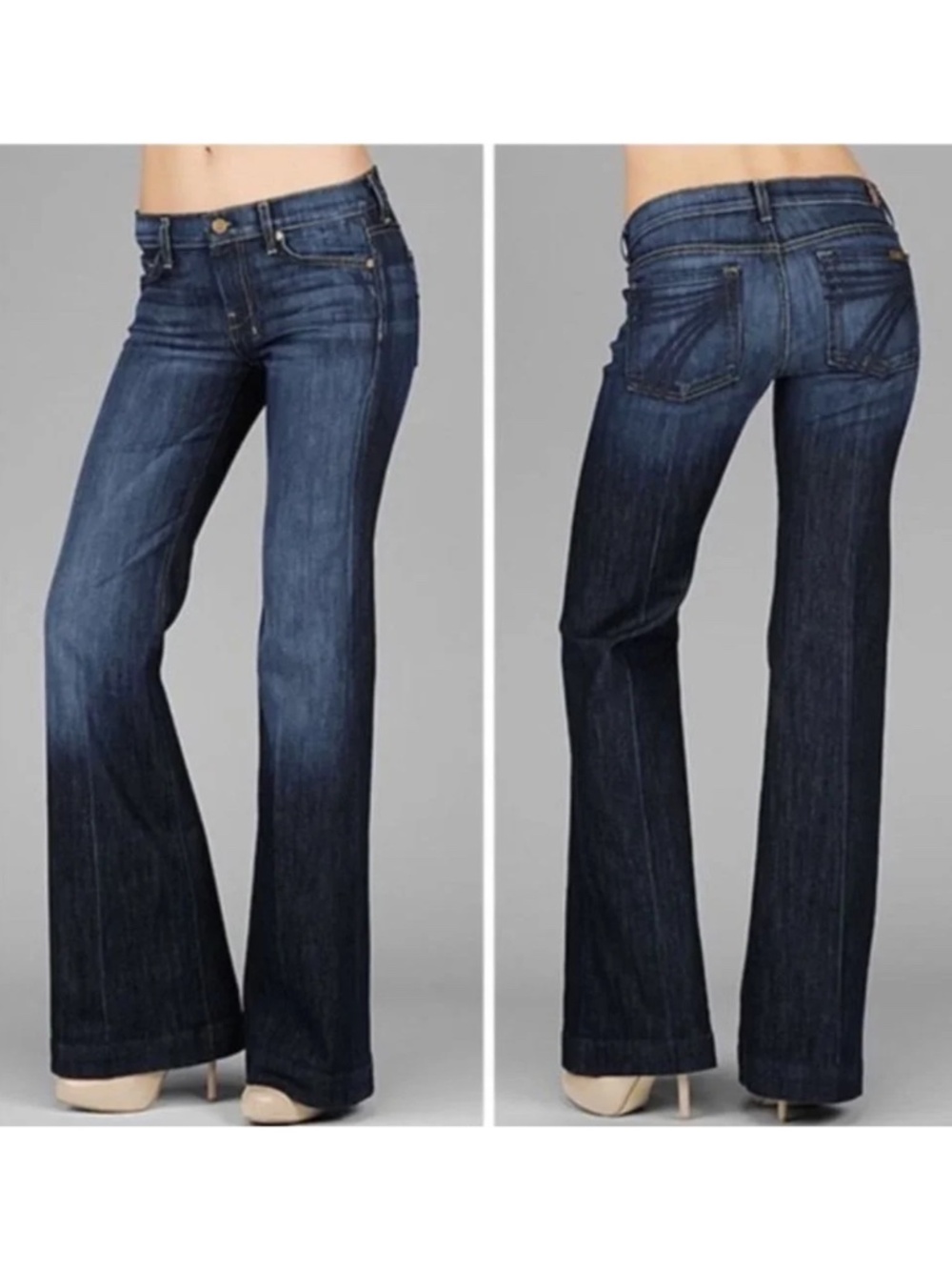 7 For All Mankind Dojo Flare Trouser Jeans Dark Blue Women’s Size 29